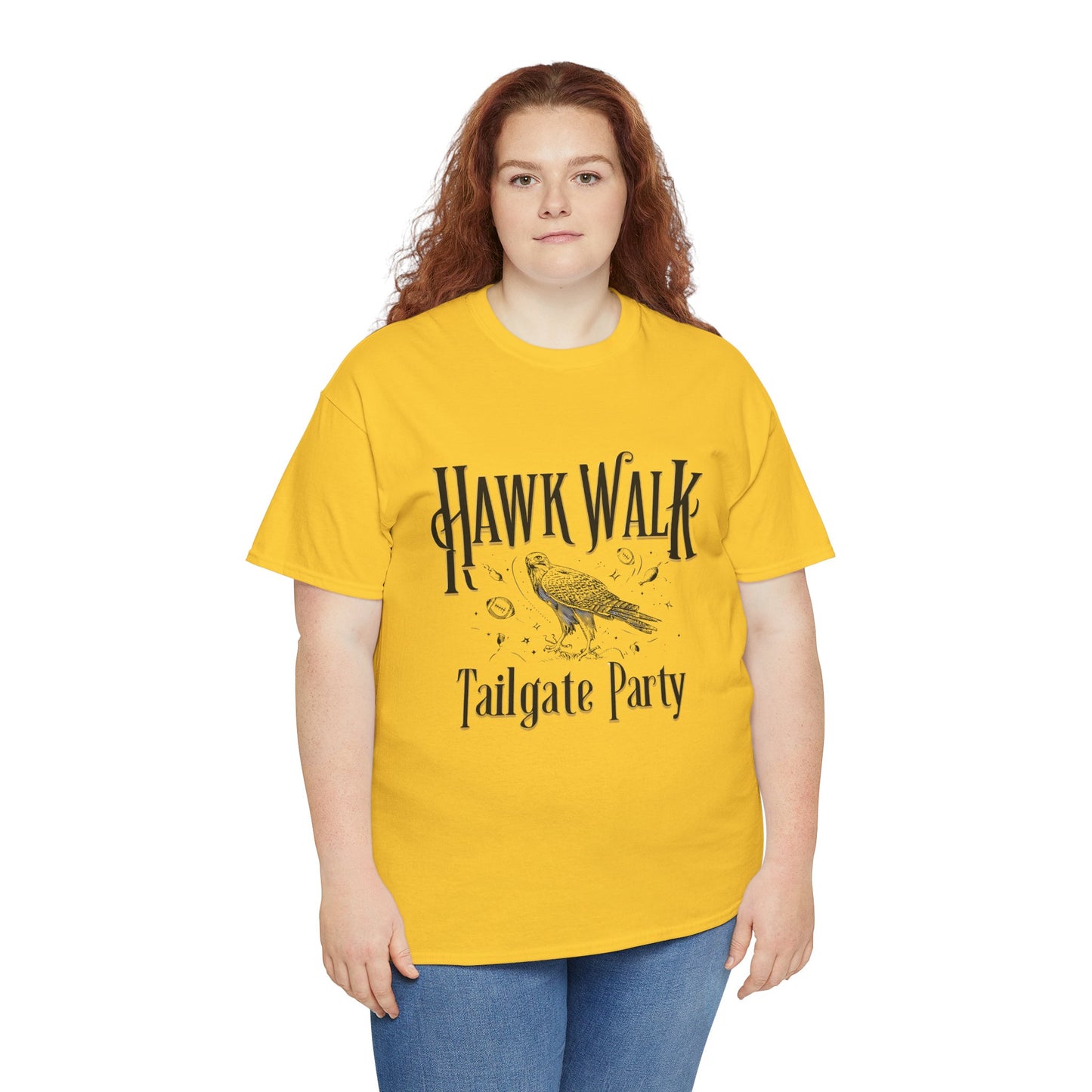 Hawk Walk Tailgate Tee, Unisex Cotton Shirt, Outdoor Event T-Shirt, Festival Wear, Bird Lover Gift, Sports Gathering Apparel