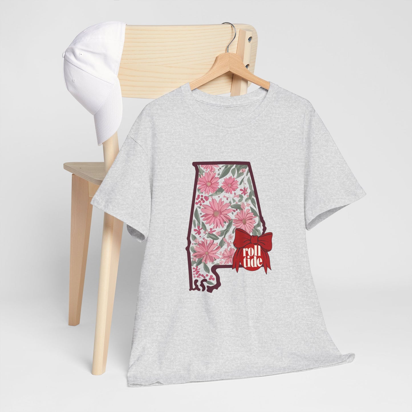 Floral Alabama Tee - Roll Tide Unisex Heavy Cotton T-Shirt, Casual Wear, Game Day Outfit, College Apparel, Southern Pride