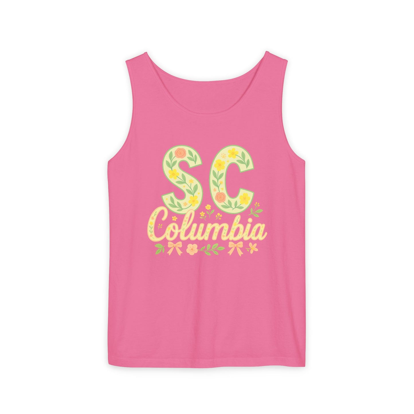 SC Columbia Floral Tank Top, Summer Tee, Beachwear, Vacation Clothes, Gift for Her, Casual Outfit, Comfort Colors, Graduation Gift