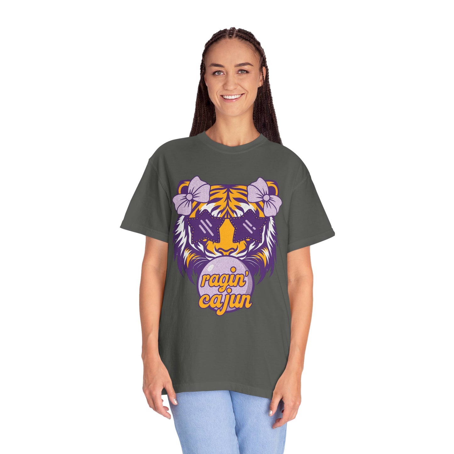 Ragin Cajun Bow Bubble Tiger T-Shirt - Casual Wear and Gift for Animal Lovers