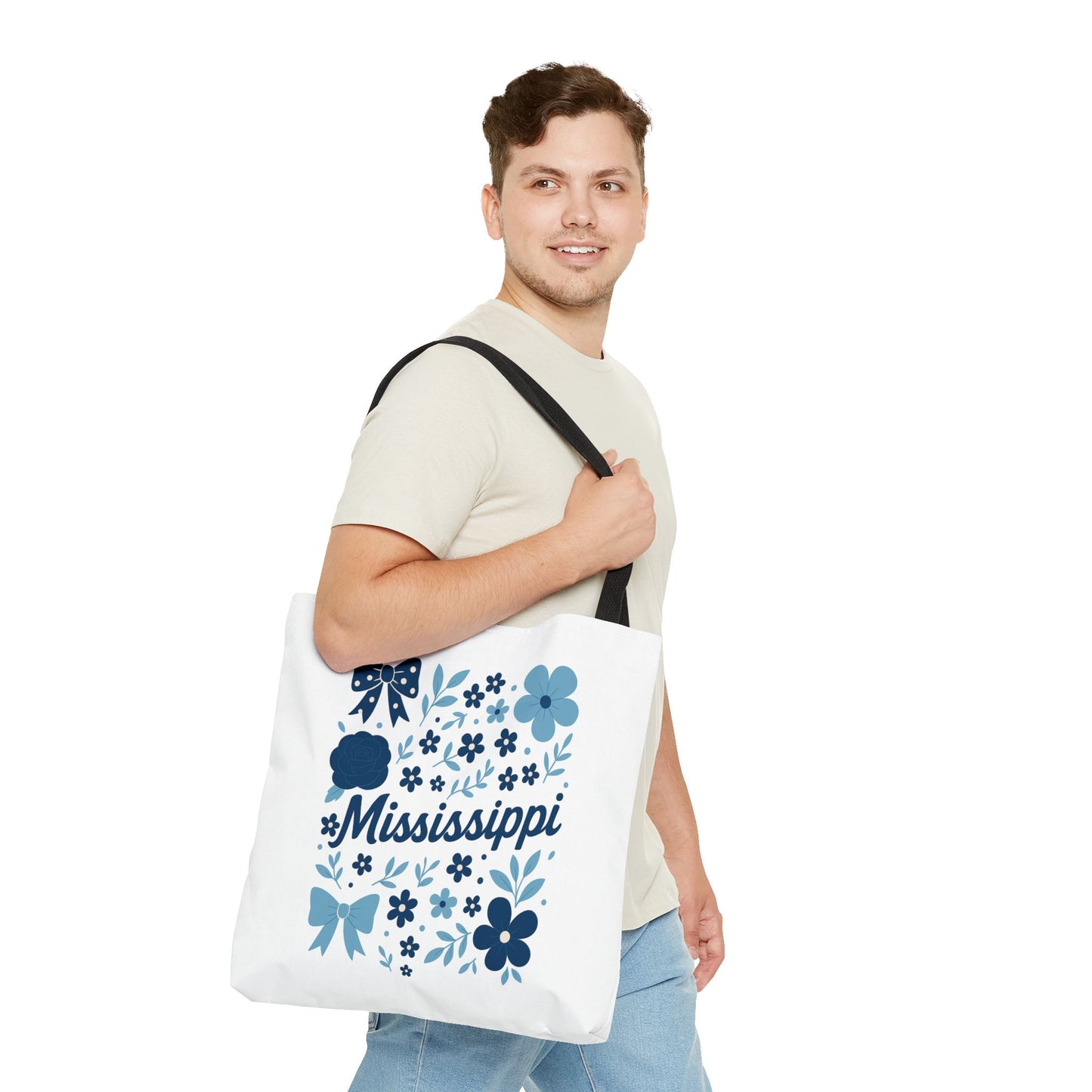 Floral Mississippi Tote Bag | Eco-Friendly Shopping Bag, Beach Tote, Gift for Her, Travel Companion, Custom Flower Design