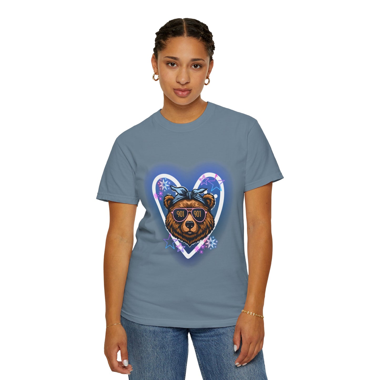 Neon Memphis Bear Graphic T-Shirt, Unisex Fashion Tee, Trendy Apparel, Memphis Grizz, 901 Memphis, Retro Design, Comfort Colors, Memphis Basketball Fan