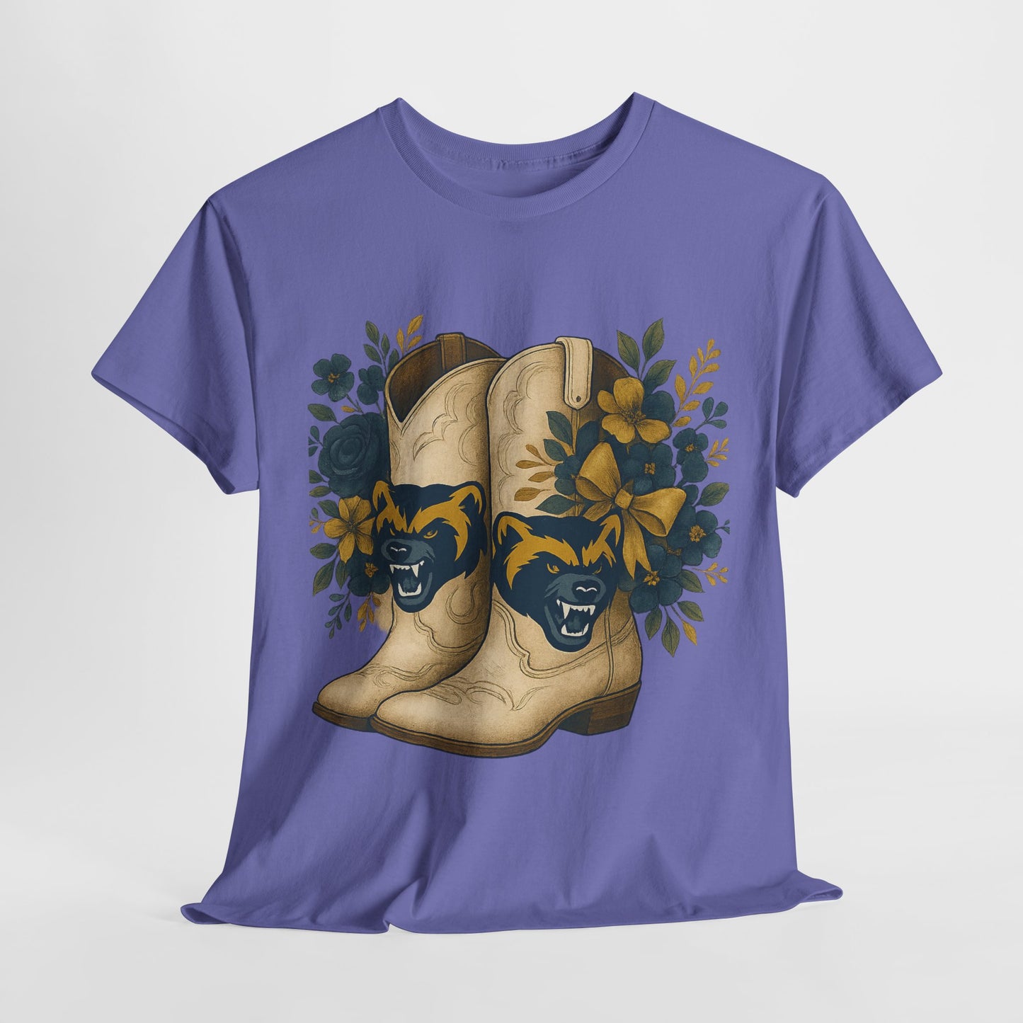 Graphic Tee - Michigan Wolverines Maize and Blue Country Chic Floral Cowboy Boots Vintage Style Shirt