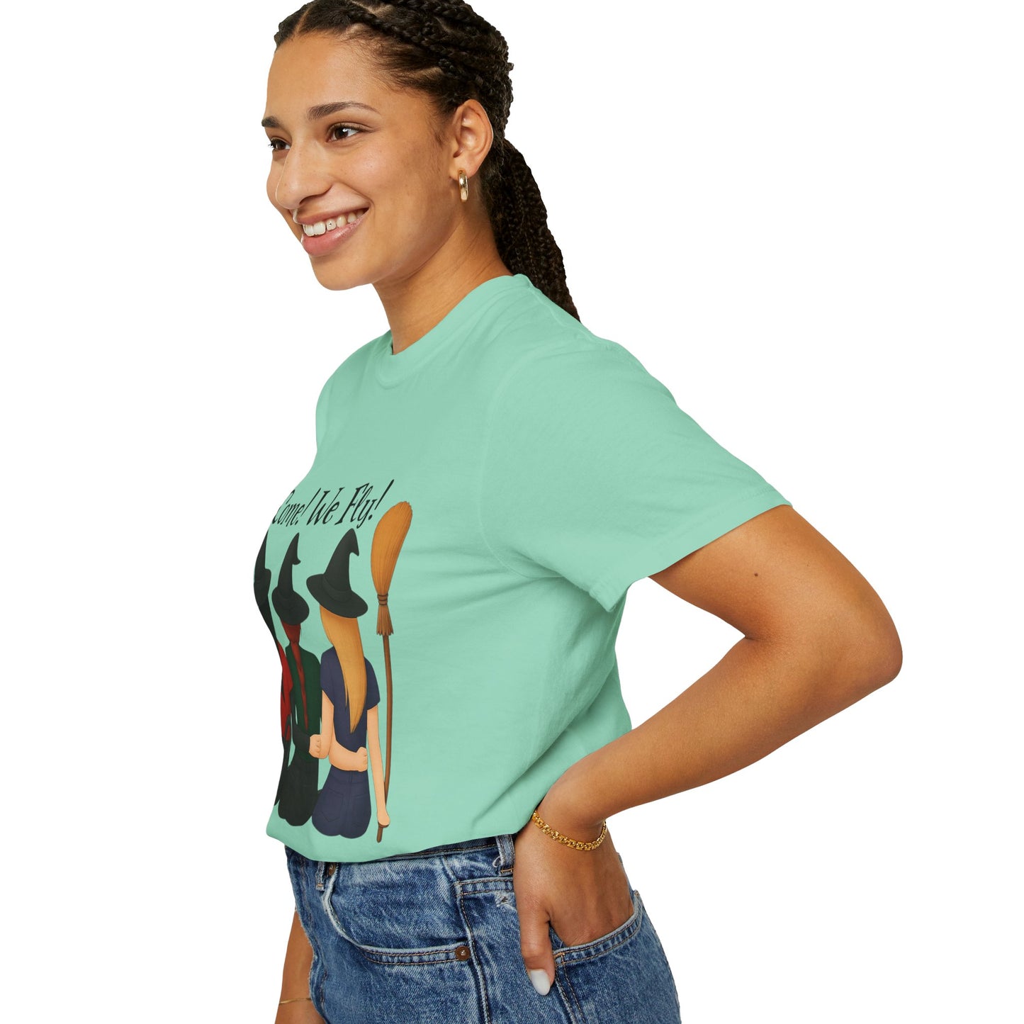 Witchy Halloween T-shirt - Come We Fly Unisex Garment-Dyed Tee