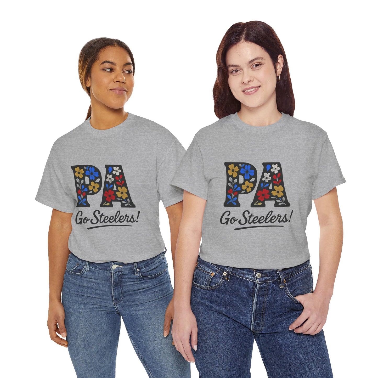 Sports Fan Tee - Floral PA Go Steelers Unisex Heavy Cotton Tee