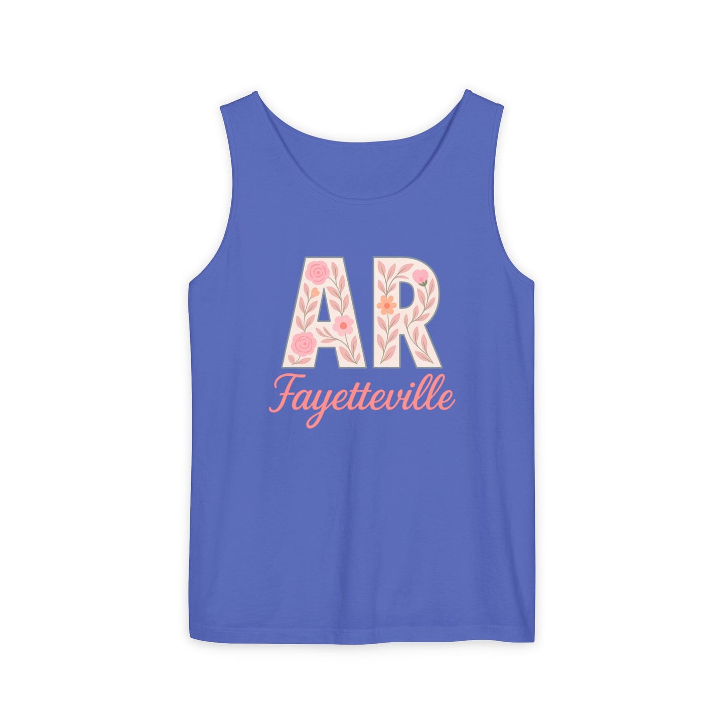 Fayetteville Floral Tank Top, Casual Summer Top, Gift for Her, Travel Apparel, Arkansas Style, Arkansas Student Gift, Graduation Gift, Comfort Colors