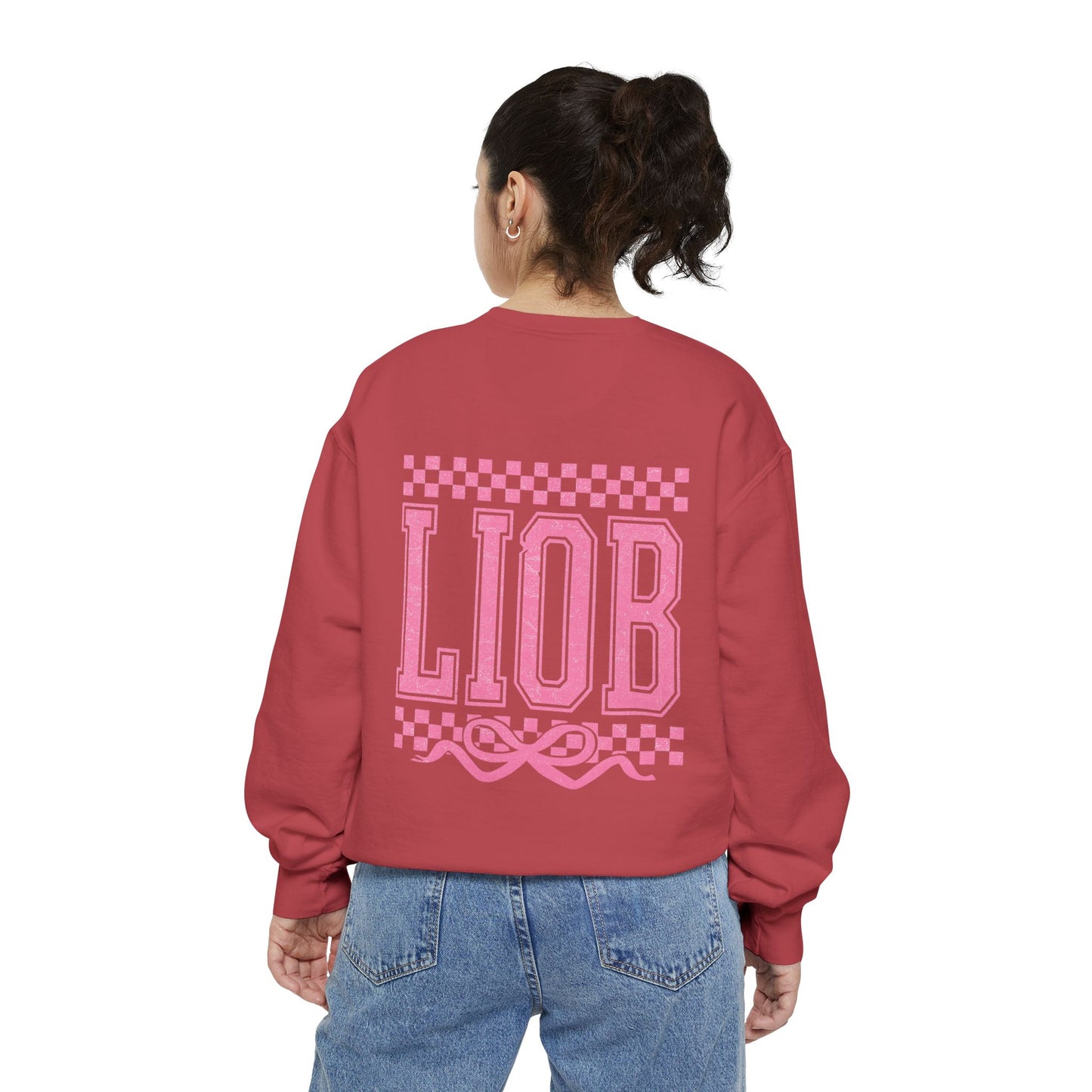 Cozy Garment-Dyed Sweatshirt with 'LIOB' Design | Casual Wear, Gift for Friends, Birthday, Celebrations, Loungewear