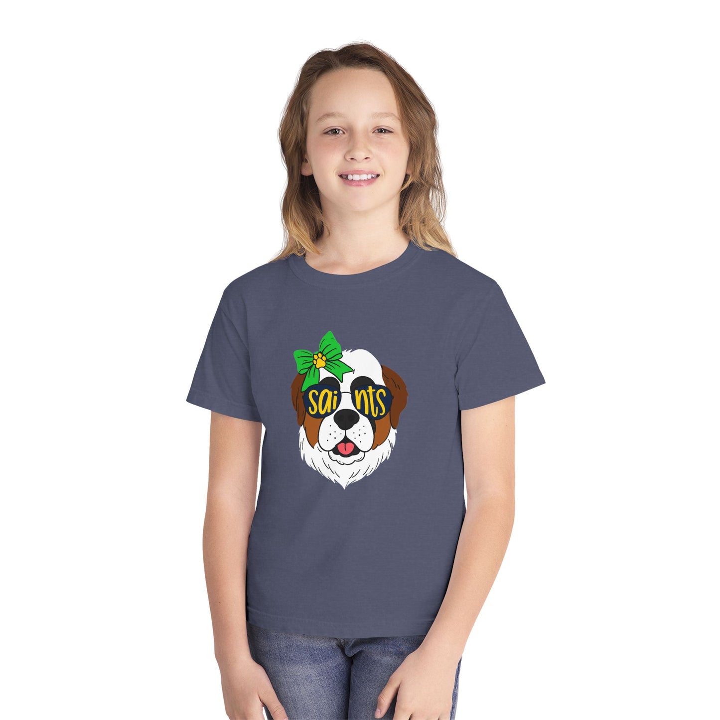 Saints Dog Youth Tee, Cute Puppy T-Shirt, Pet Lover Gift, Casual Wear, Birthday, Family Reunion, Dog Show