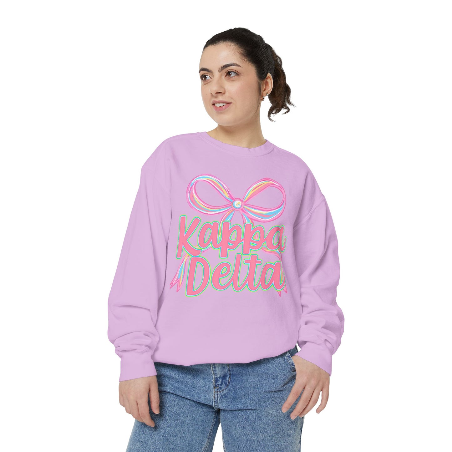 KD Comfort Colors Garment-Dyed Sweatshirt, Sorority Apparel, Cozy Gift, College Sweatshirt, Valentine's Day Gift, Customizable Sweater