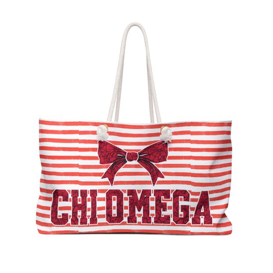 Chi Omega Weekender Bag, Nautical Travel Tote, Sorority Gift, Swim Bag, Gym Bag, Weekend Getaway Essentials