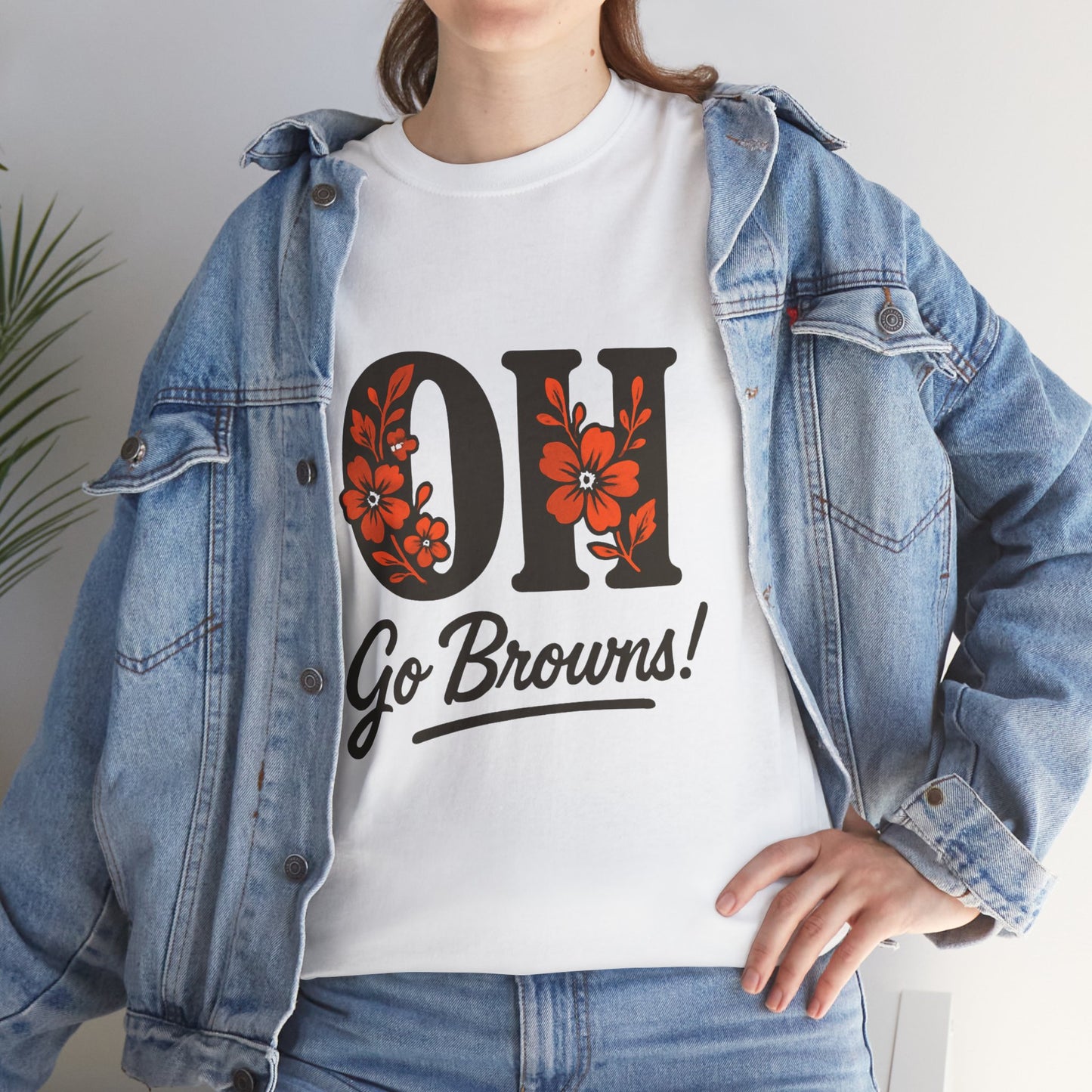 OH Go Browns Floral Unisex Tee, Fan Apparel, Game Day Shirt, Casual Wear, Gift for Sports Lovers