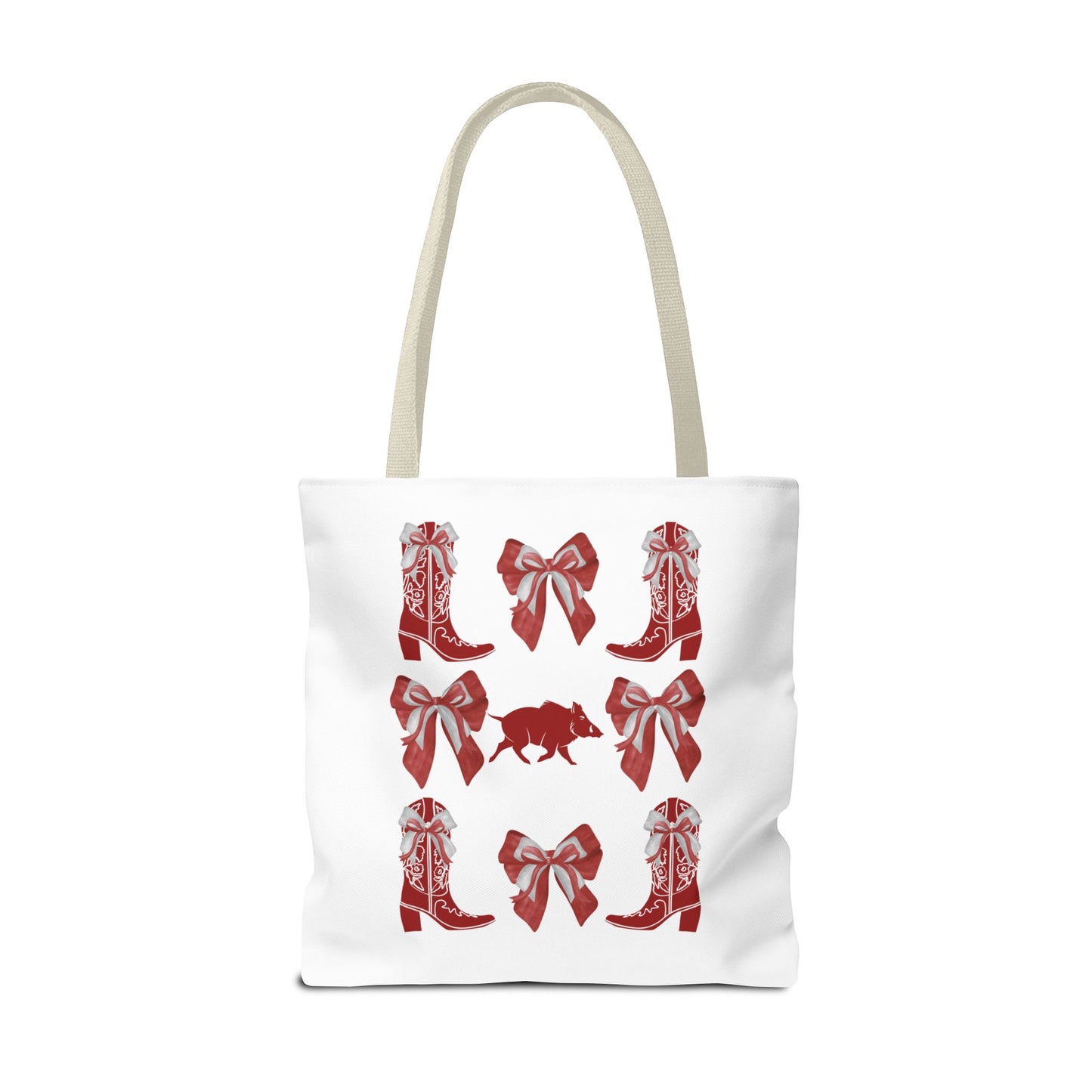 Arkansas Coquette Bow Chic Tote Bag - Stylish Carryall for Cowgirls, Woo Pig Gifts, AR Razorback Fan Gift, Arkansas Game Day Tote, Graduation Gift, Arkansas Alumni