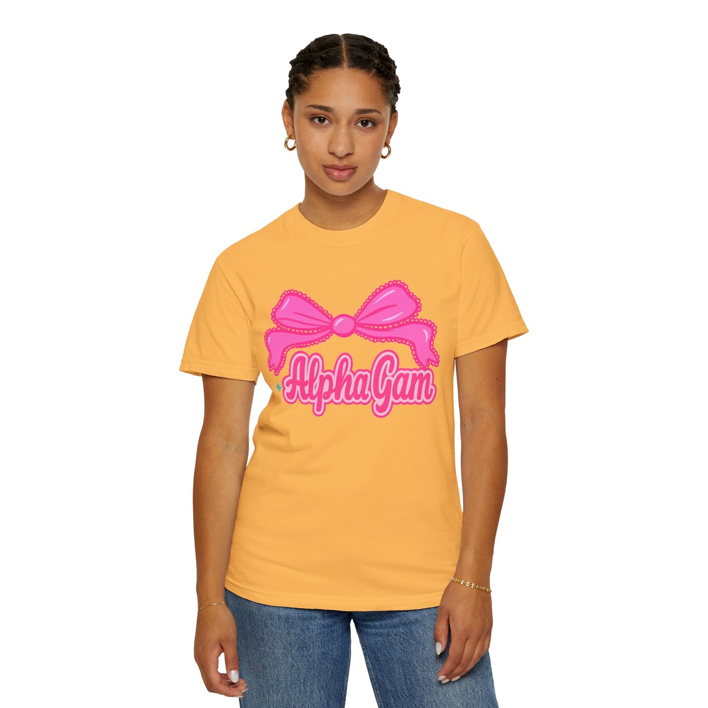 AlphaGam Bow T-Shirt | Unisex Garment-Dyed Tee for Sorority Sisters, College Apparel, Gifts for Greek Life, Casual Outfit, Sorority [...]