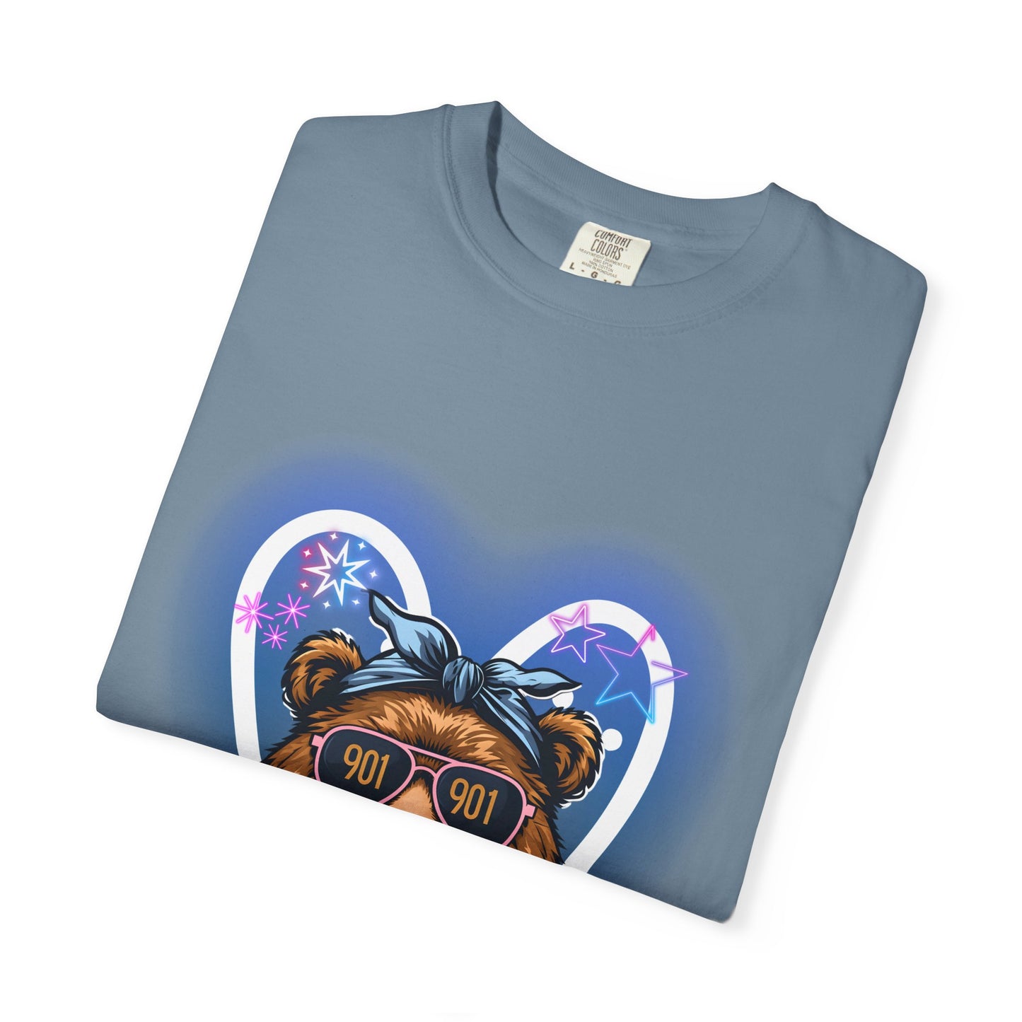 Neon Memphis Bear Graphic T-Shirt, Unisex Fashion Tee, Trendy Apparel, Memphis Grizz, 901 Memphis, Retro Design, Comfort Colors, Memphis Basketball Fan