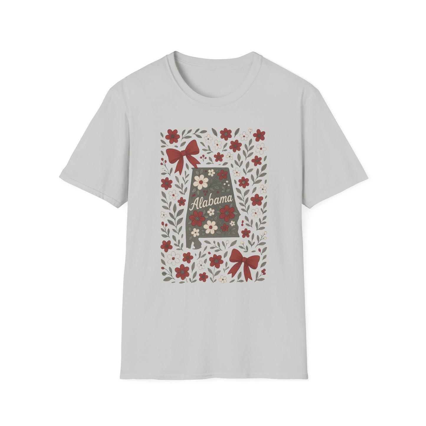 Alabama Floral Unisex T-Shirt, Southern Pride Shirt, Gift for Her, Travel Tee, Spring Apparel
