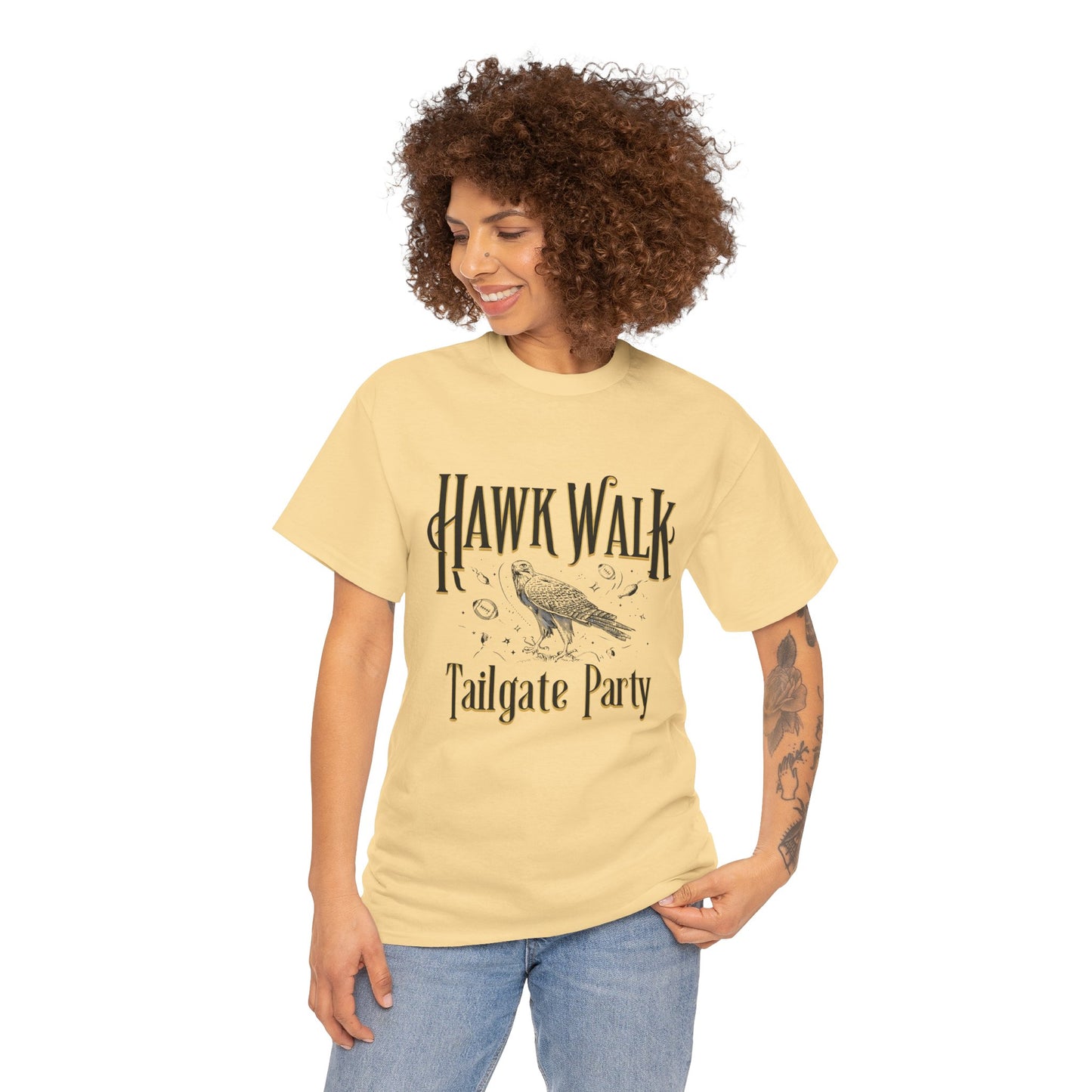 Hawk Walk Tailgate Tee, Unisex Cotton Shirt, Outdoor Event T-Shirt, Festival Wear, Bird Lover Gift, Sports Gathering Apparel