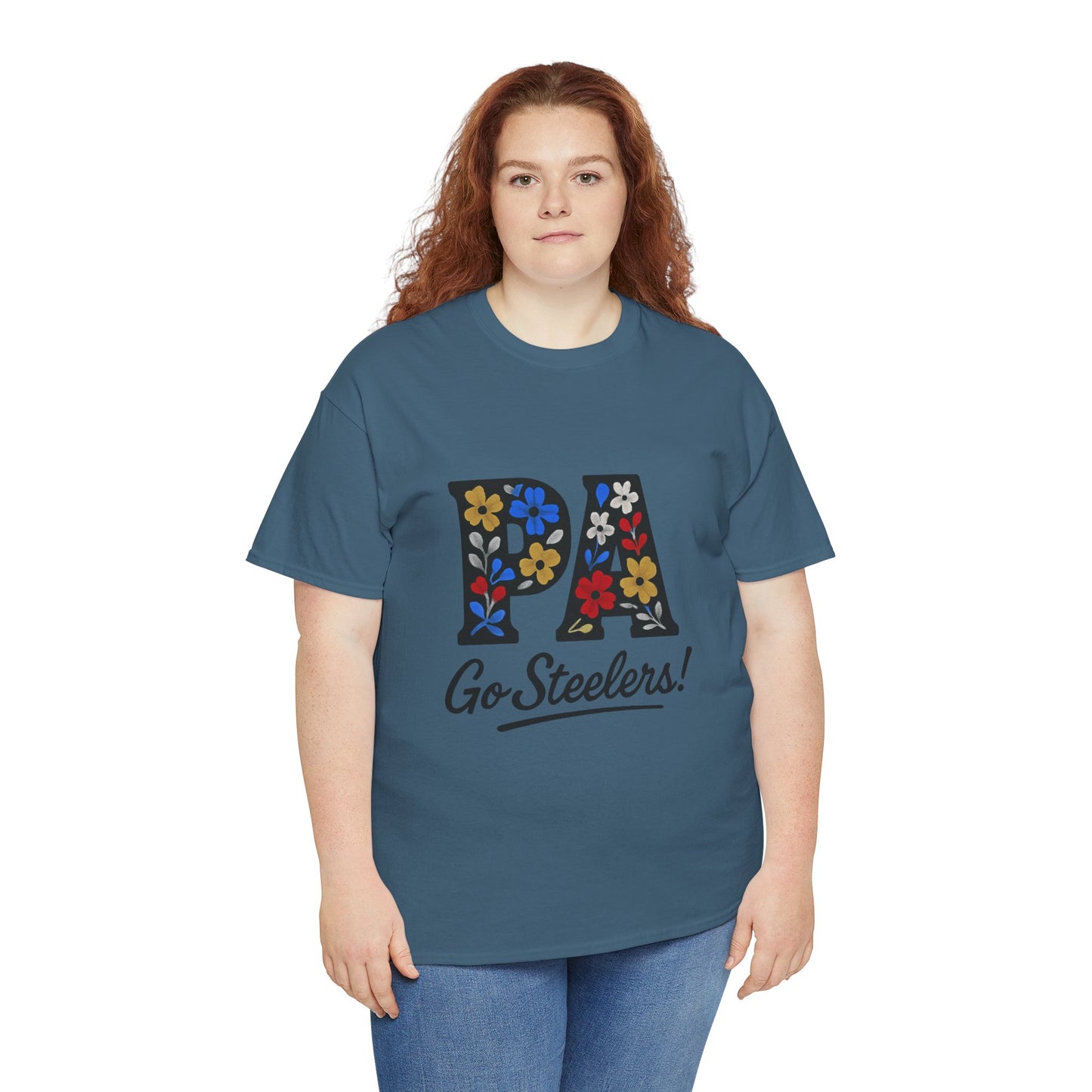 Sports Fan Tee - Floral PA Go Steelers Unisex Heavy Cotton Tee