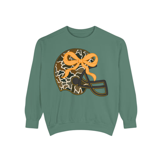 Comfort colors sweatshirt Camo Helmet Design, Casual Athletic Wear, Unisex Fall Fashion, Gift for Sports Fans