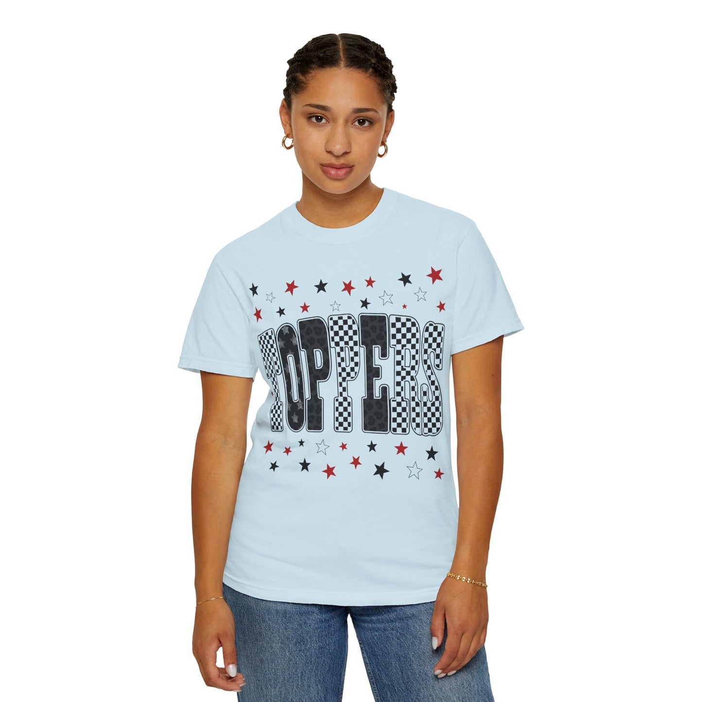 Topper Star and Checker Pattern Graphic Tee