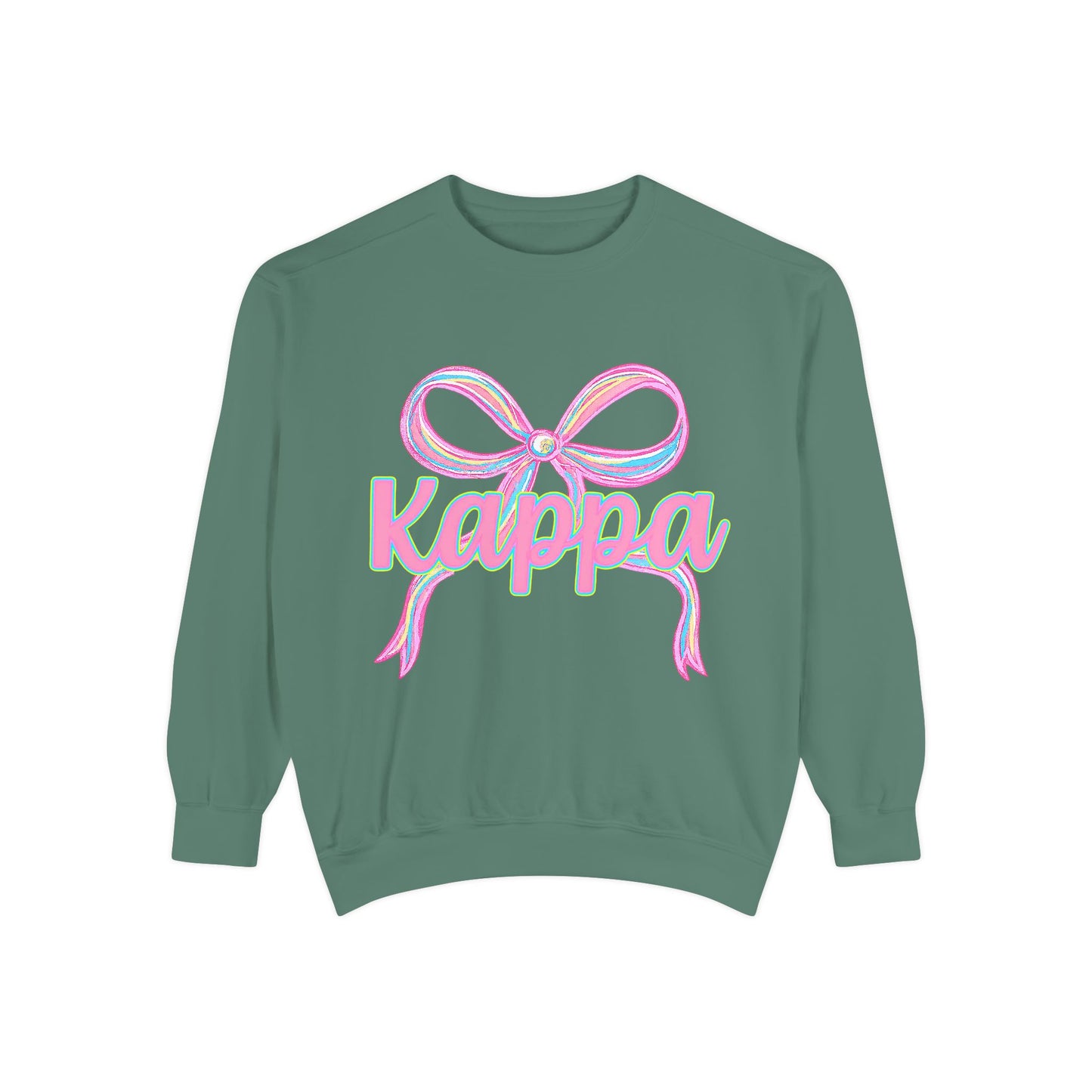 Kappa Bow Sweatshirt, Unisex Garment-Dyed Sweatshirt, Cozy Fashion, Fall Wardrobe, College Spirit, Gift Idea, Trendy Apparel