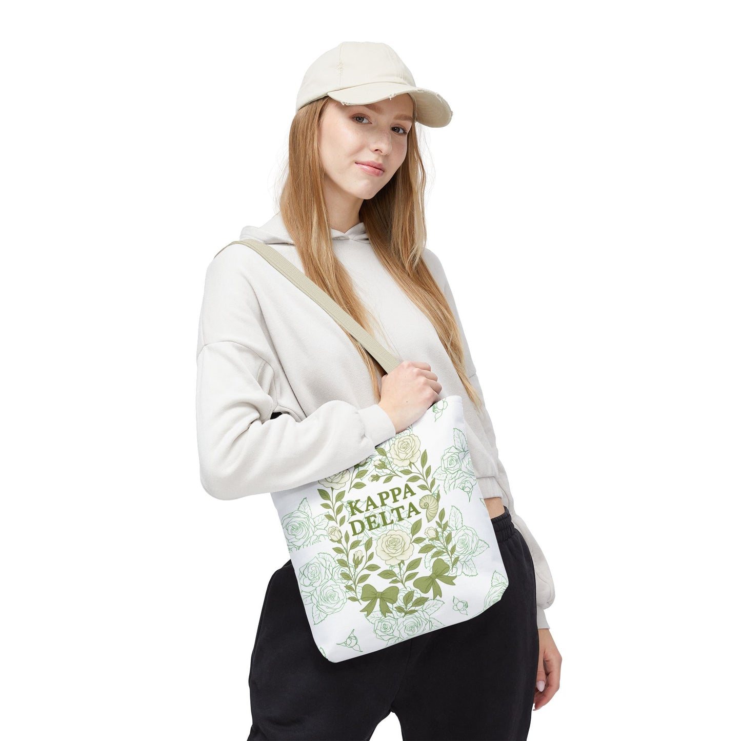 Elegant Kappa Delta Tote Bag, Floral AOP Design, Sorority Bag, Gift for Sisters, Eco-Friendly Shopping Bag