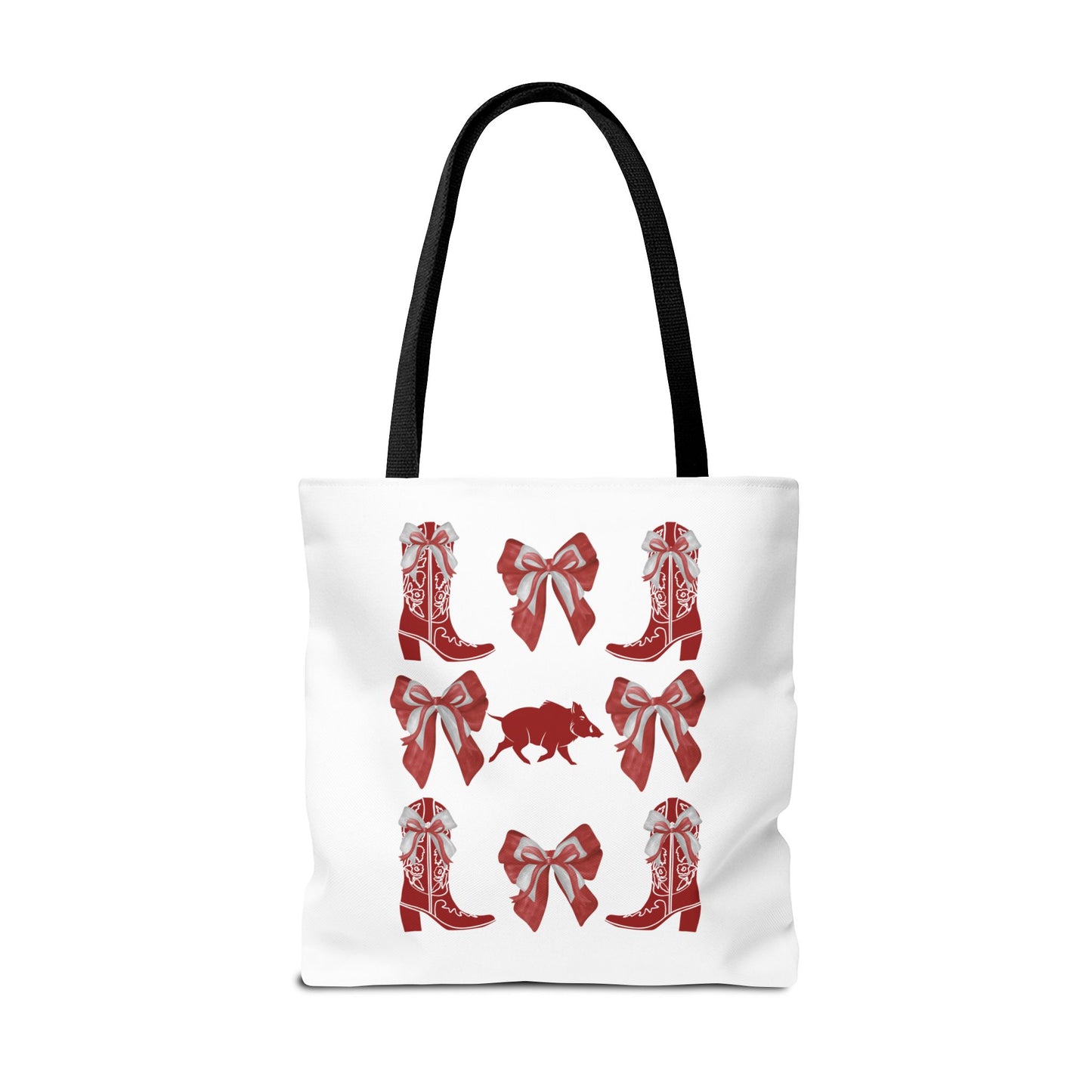 Arkansas Coquette Bow Chic Tote Bag - Stylish Carryall for Cowgirls, Woo Pig Gifts, AR Razorback Fan Gift, Arkansas Game Day Tote, Graduation Gift, Arkansas Alumni