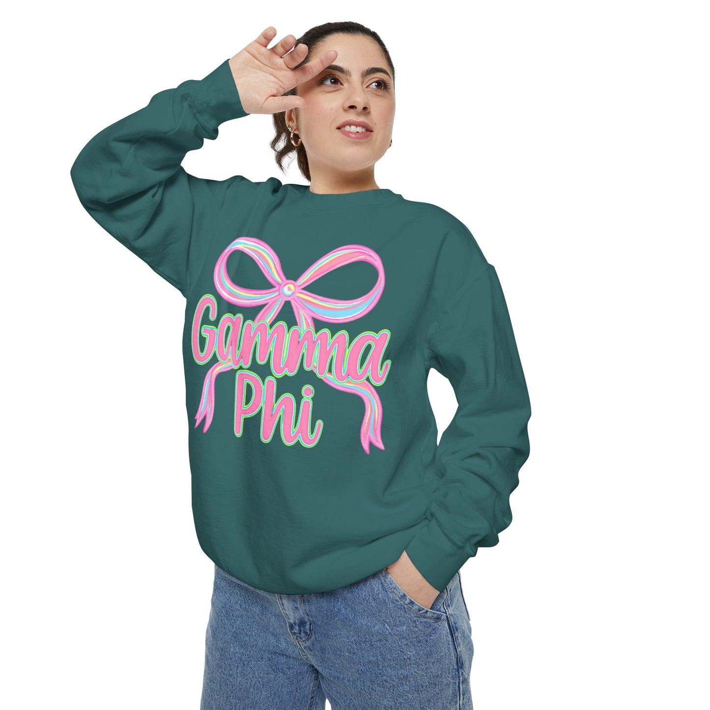 GammaPhi Garment-Dyed Sweatshirt | Cozy Sorority Sweatshirt, Unisex Apparel, Sorority Gift, Casual Wear, College Spirit Wear