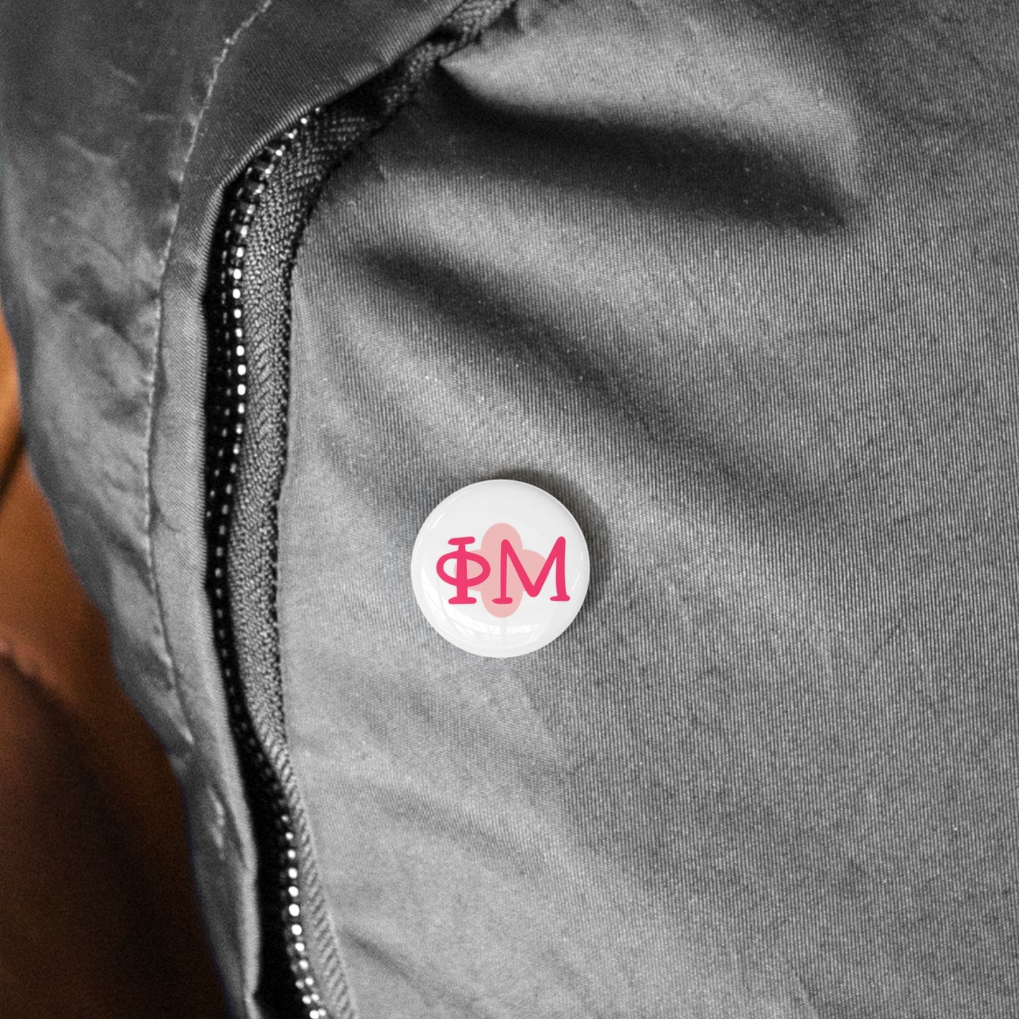 PhiMu Chic Round Pins, Custom Pin Badges, Trendy Buttons, Fun Accessory for Jackets, Gifts for Friends