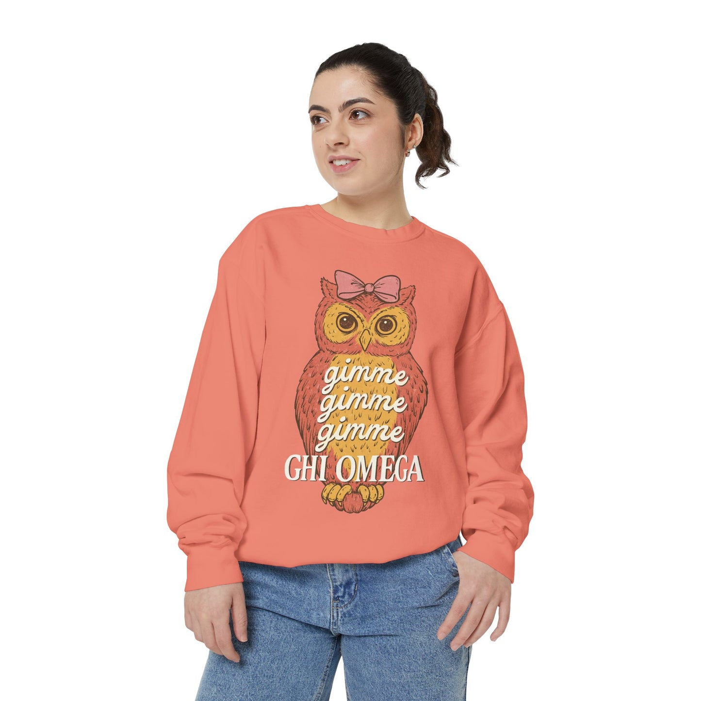 Gimme Gimme Owl Sweatshirt, Unisex Sweatshirt, Sorority Apparel, Cute Owl Design, Cozy Gift, College Sweatshirt