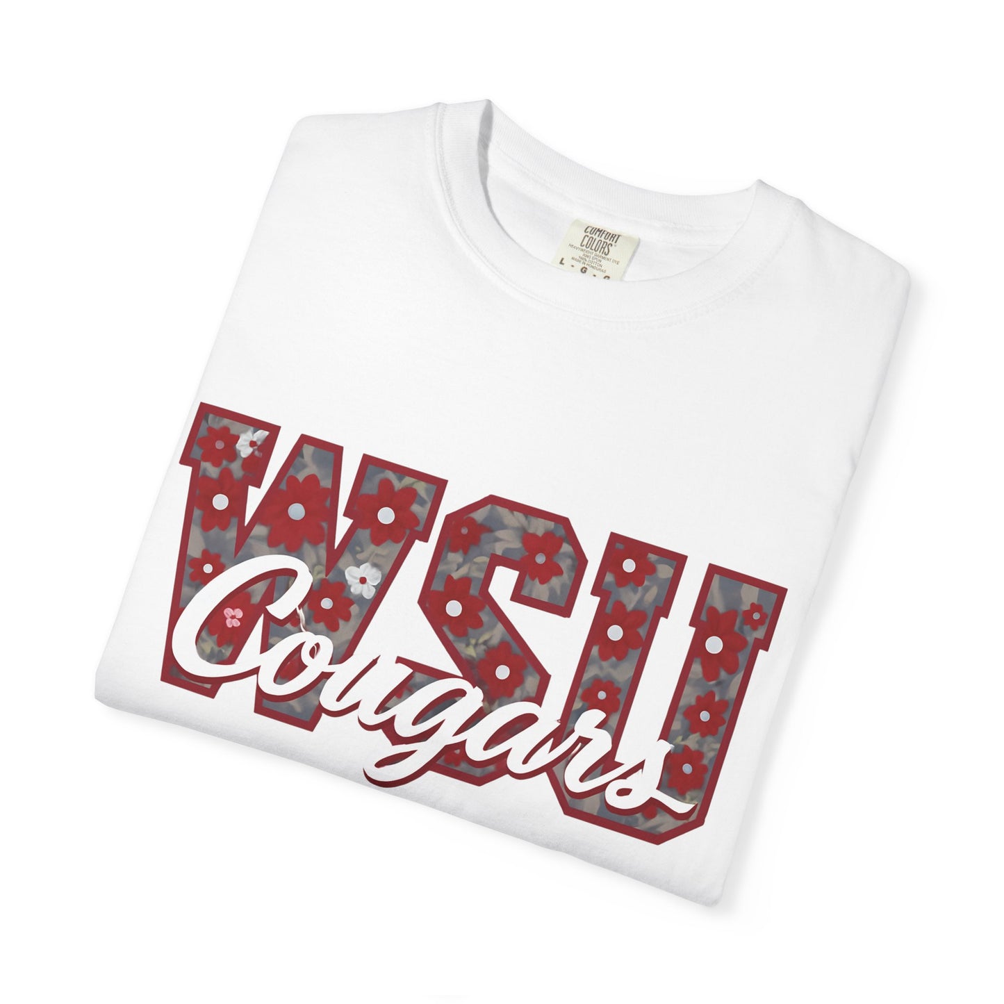 Garment-Dyed T-Shirt with WSU Cougars Design, Casual Wear, College Apparel, Sports Fan Gear, Comfortable Lifestyle Top, WSU Cougars