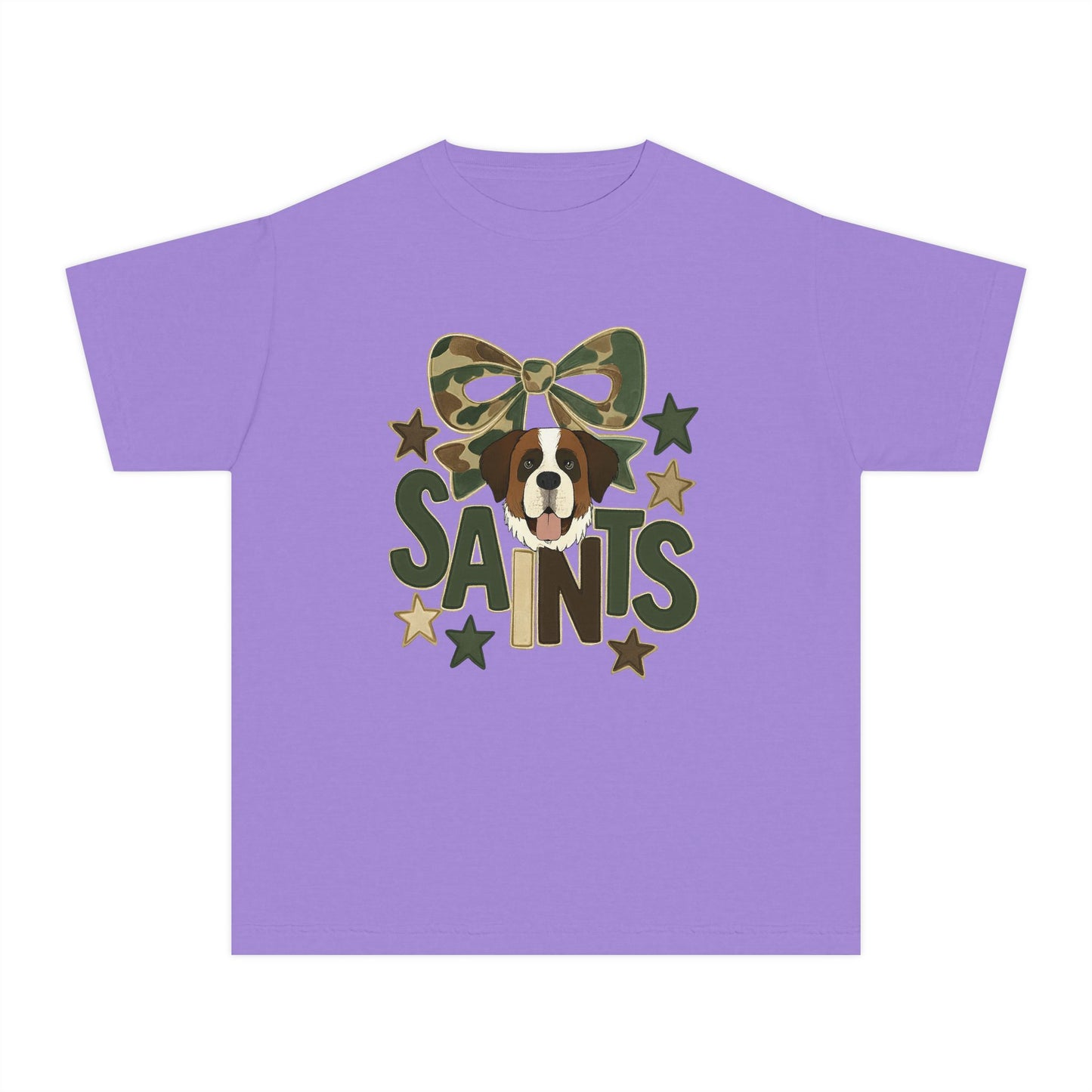 Camo Saints Youth Tee, Fun T-Shirt for Dog Lovers, Kids Outdoor Adventure Gear, Birthday Gift, Casual Wear