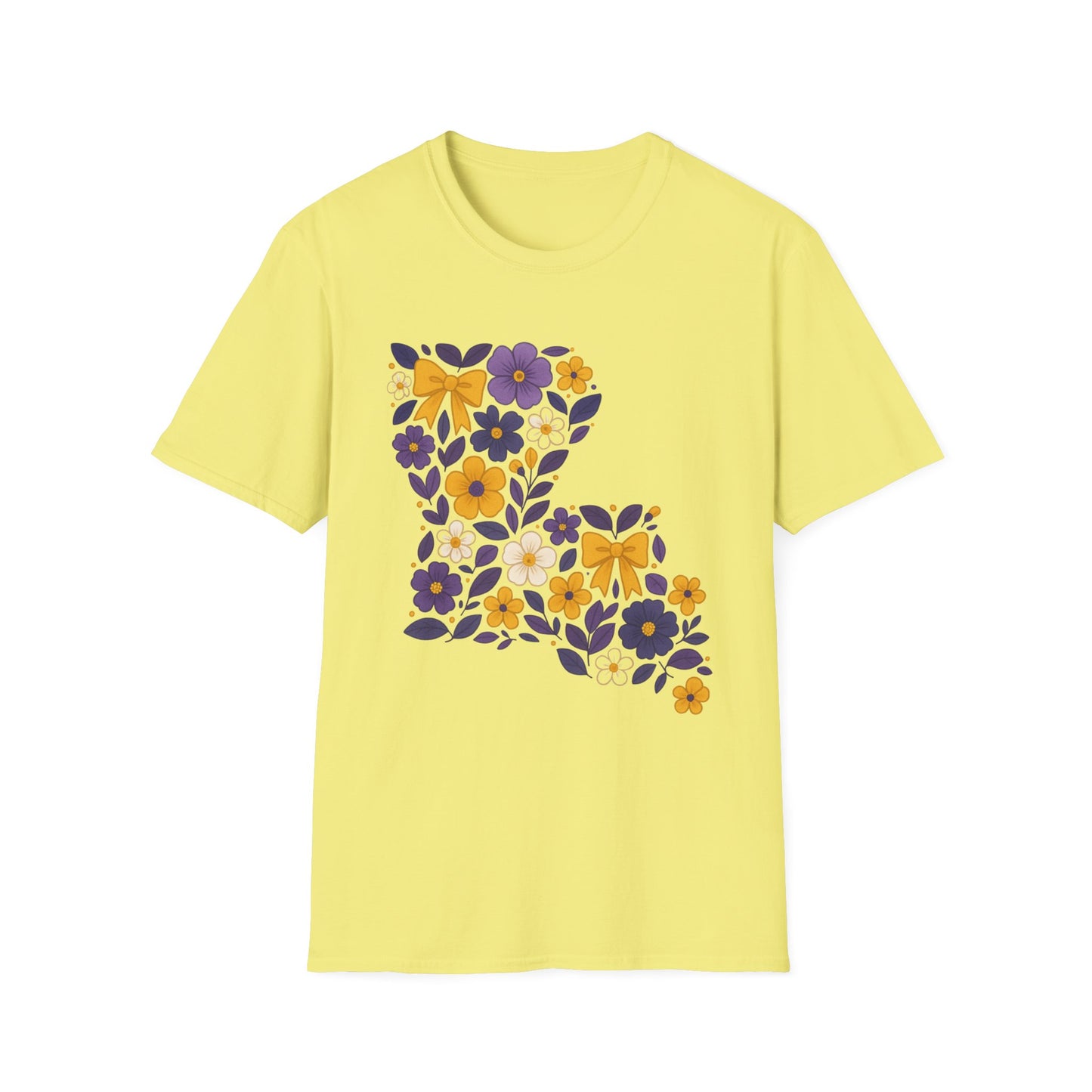 Louisiana Floral Graphic Tee, Casual Unisex T-Shirt, Spring Fashion, Gift for Nature Lovers, Summer Outfit, Southern Pride