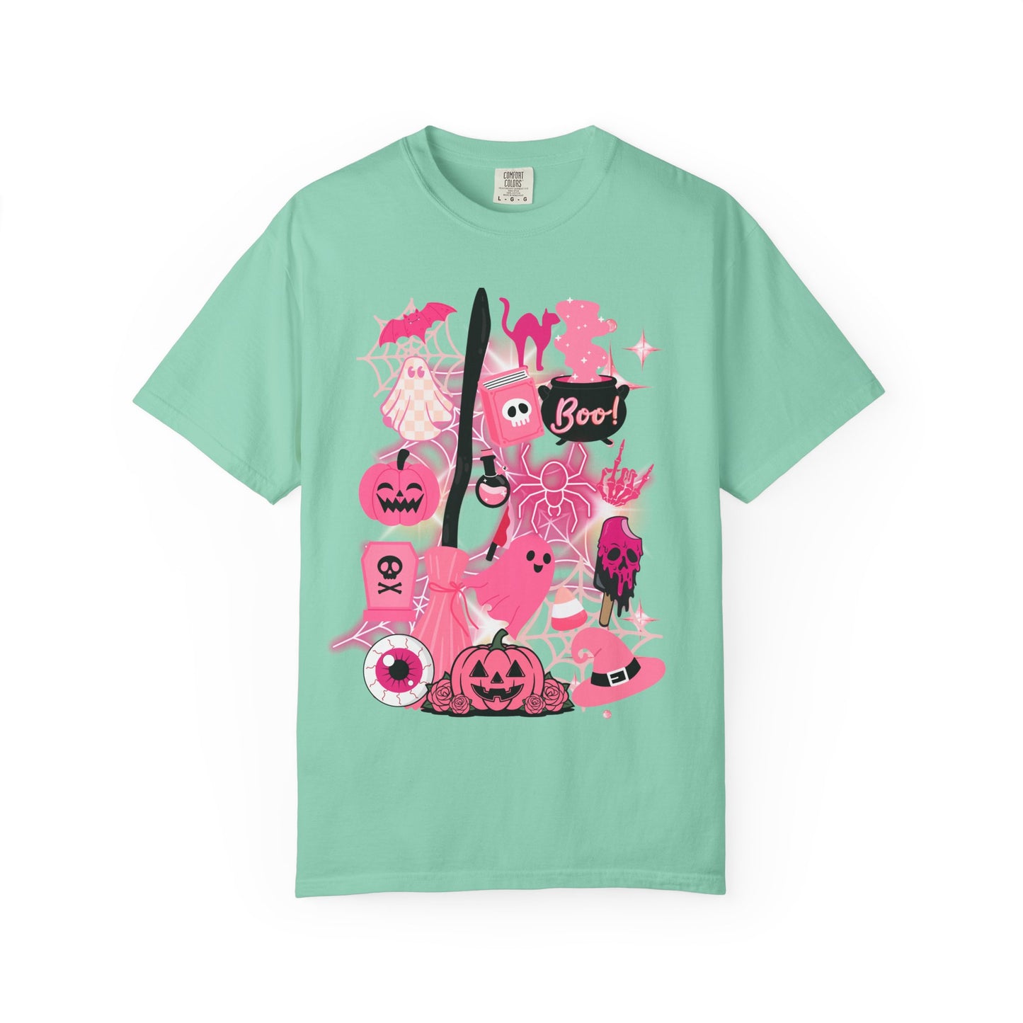 Pink Halloween-Themed Unisex T-shirt, Spooky Shirt, Ghostly Apparel, Boo T-shirt, Fall Fashion, Halloween Costume Top