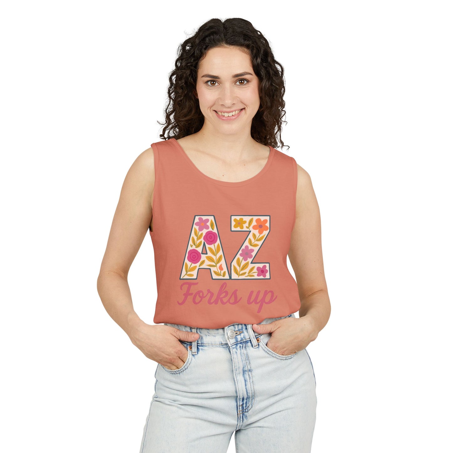 AZ Tank Top - AZ Forks Up Apparel, Summer Wear, Vacation Top, Travel Essentials, Gifts for Arizonans, Sun devils, comfort colors, graduation gift