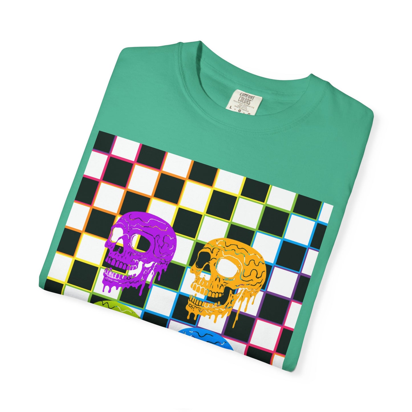 Vibrant Skull Graphic T-Shirt, Unisex Tee, Halloween Outfit, Alternative Fashion, Festival Wear, Casual Street Style