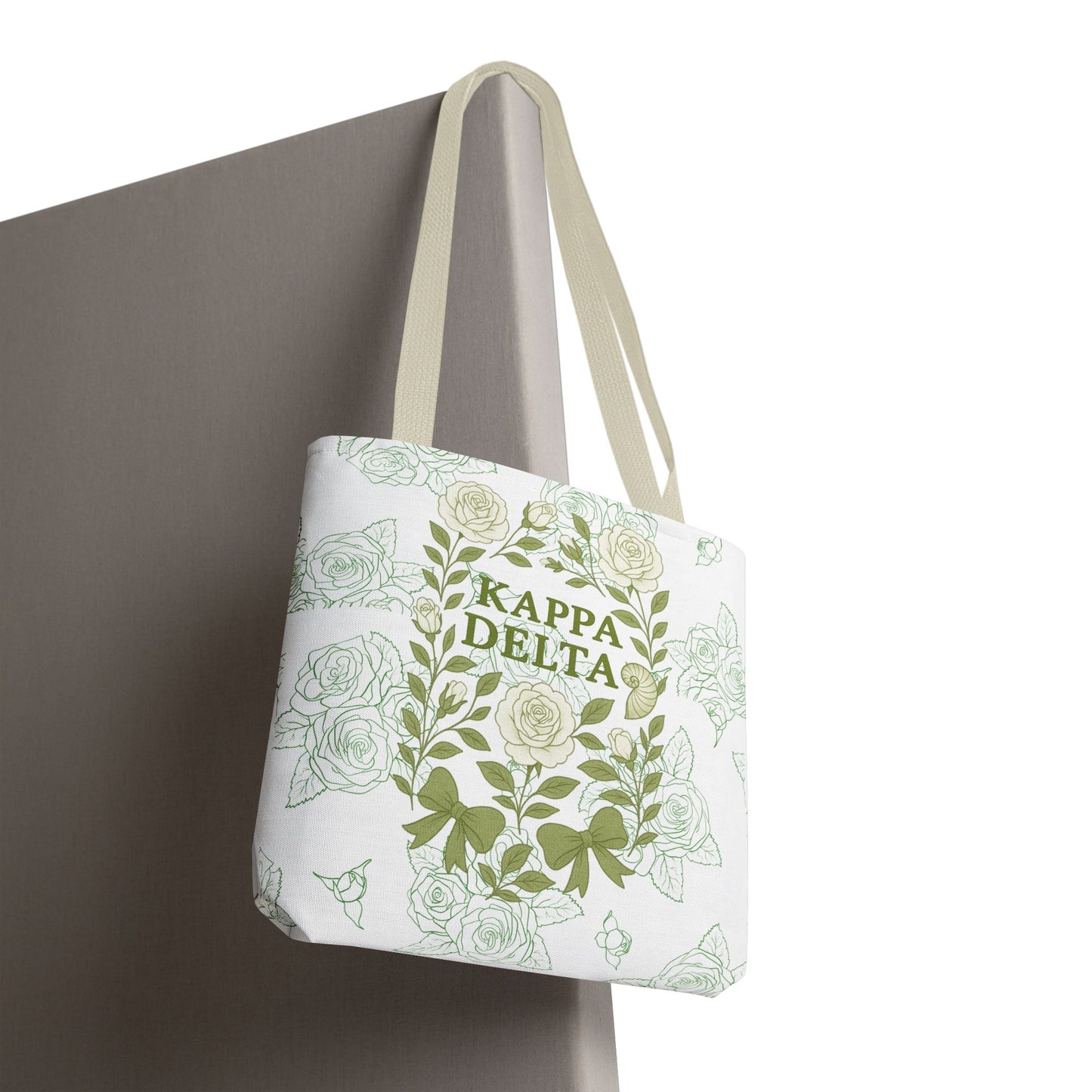 Elegant Kappa Delta Tote Bag, Floral AOP Design, Sorority Bag, Gift for Sisters, Eco-Friendly Shopping Bag