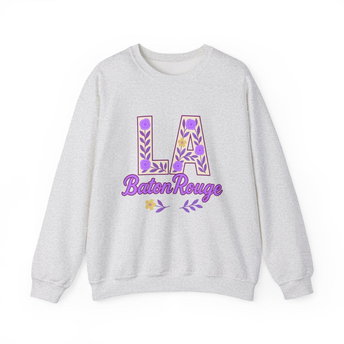 LA Baton Rouge Floral Sweatshirt, Cozy Crewneck for Fall, Gift for Friends, Casual Outing, Southern Style Apparel