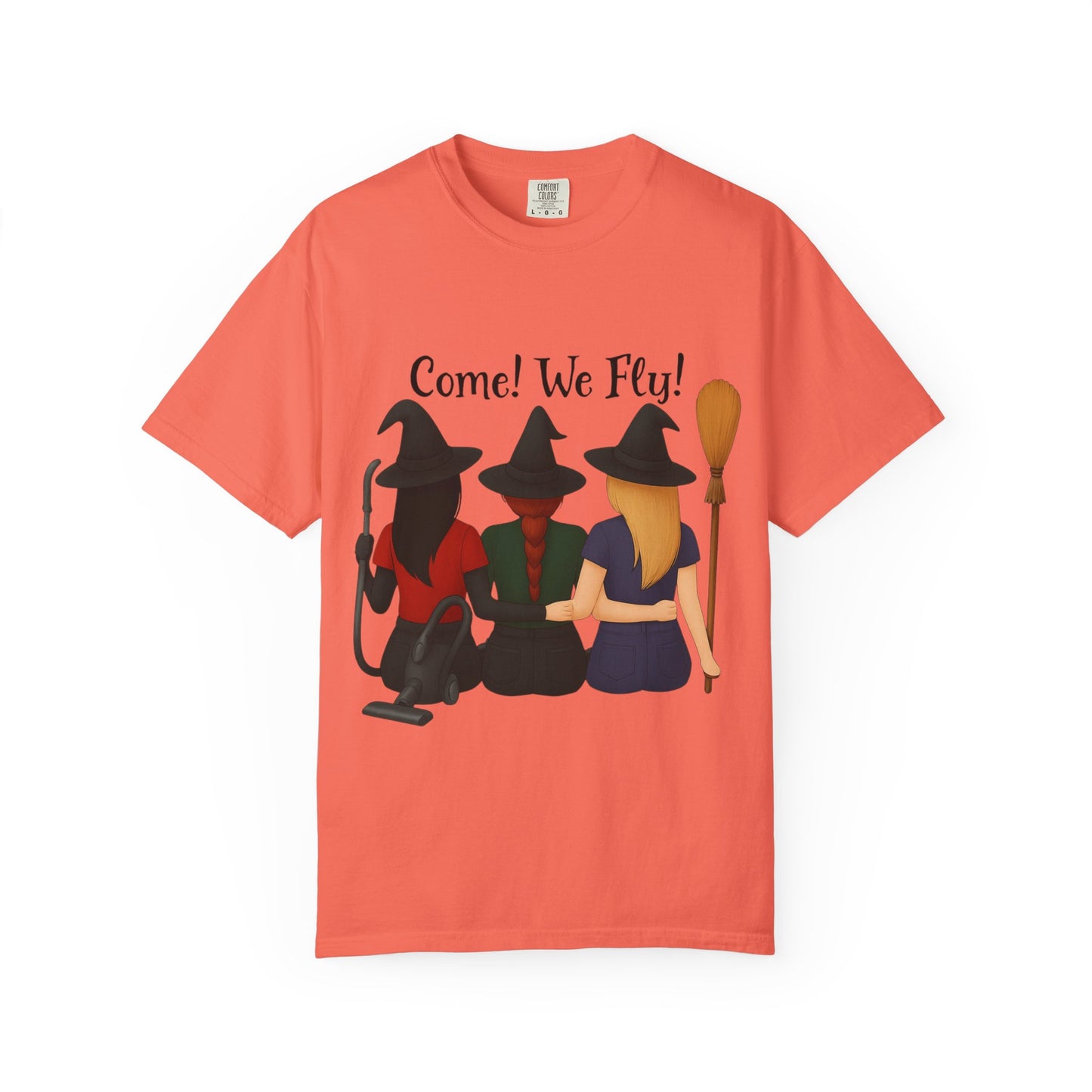 Witchy Halloween T-shirt - Come We Fly Unisex Garment-Dyed Tee