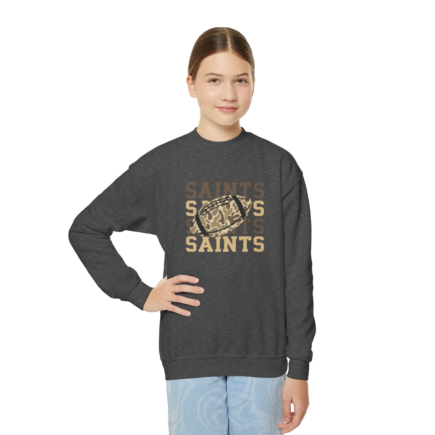 Youth Saints Crewneck Sweatshirt, Cozy Youth Sweatshirt, Sports Team Apparel, Perfect for Game Day, Gift for Young Fans