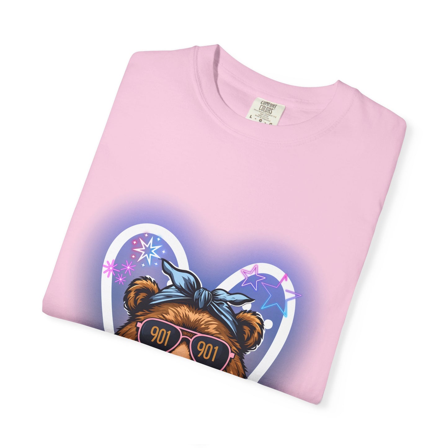 Neon Memphis Bear Graphic T-Shirt, Unisex Fashion Tee, Trendy Apparel, Memphis Grizz, 901 Memphis, Retro Design, Comfort Colors, Memphis Basketball Fan