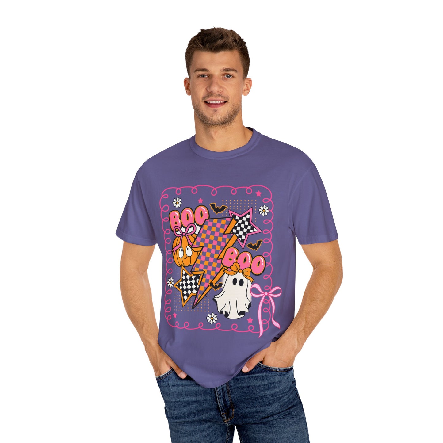 Retro Design Orange & Pink Unisex Halloween T-Shirt
