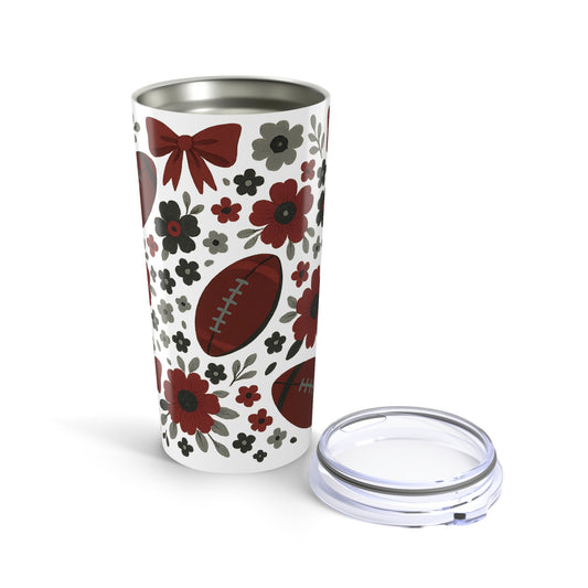 Floral Football Tumbler, Sports Drinkware, Cozy Game Day Cup, Gift for Fans, Floral Pattern Tumbler, South Carolina Fans, Mississippi State Fans
