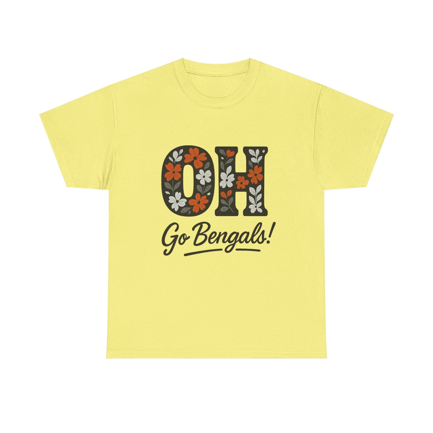 Bengals Floral Tee - Unisex Heavy Cotton