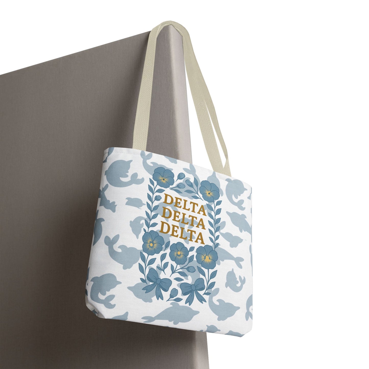 Delta Delta Delta Floral Tote Bag | Sorority Gift | Reusable Shopping Bag | Summer Accessory | Eco-Friendly Bag | Stylish Storage