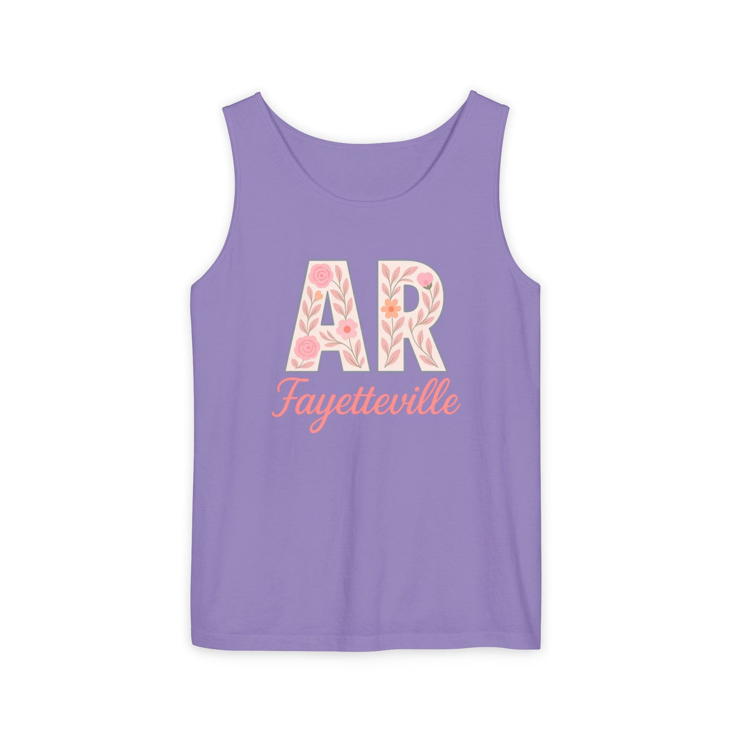 Fayetteville Floral Tank Top, Casual Summer Top, Gift for Her, Travel Apparel, Arkansas Style, Arkansas Student Gift, Graduation Gift, Comfort Colors
