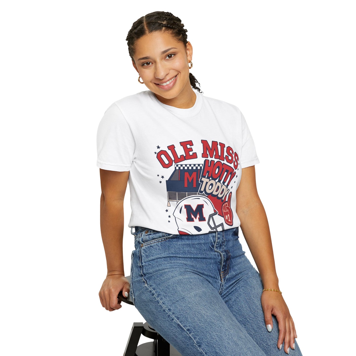 Ole Miss Hotty Toddy Unisex Garment-Dyed T-Shirt, College Sports Tee, Game Day Apparel, Tailgate Shirt, Fan Gear