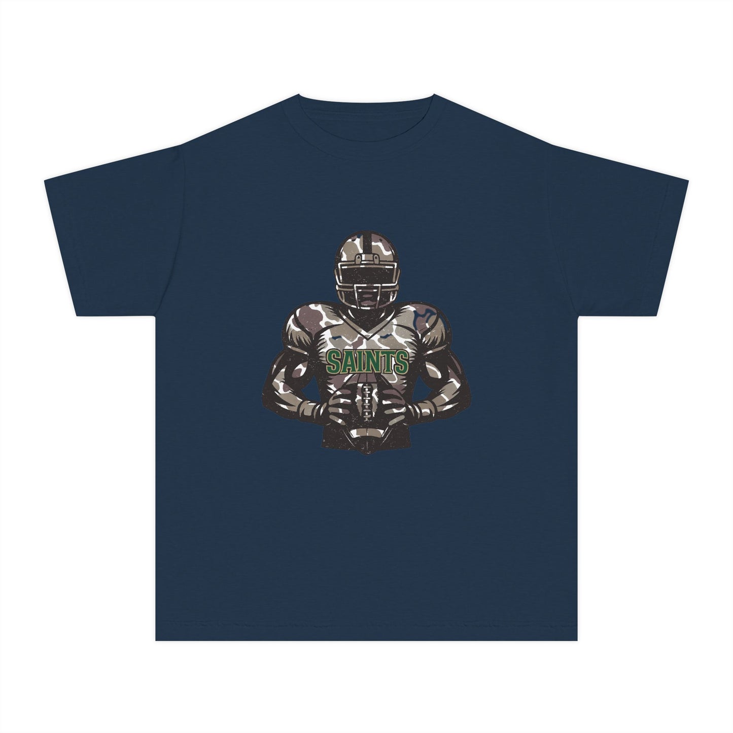 Youth Football Tee - Camouflage Print, Casual Sportswear, Game Day Apparel
