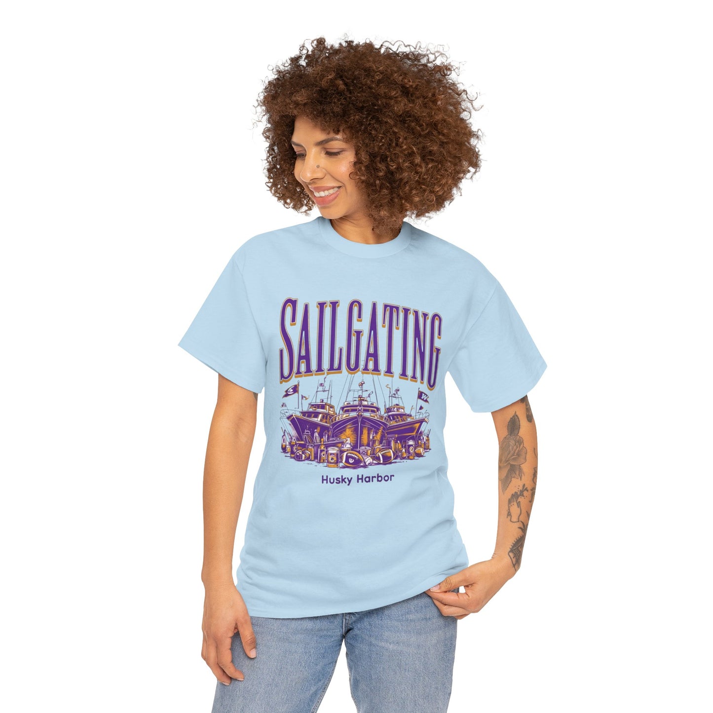 Sailgating Tee - Washington Huskies Unisex Heavy Cotton Shirt