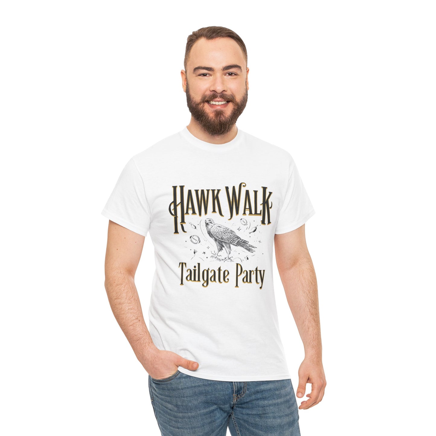 Hawk Walk Tailgate Tee, Unisex Cotton Shirt, Outdoor Event T-Shirt, Festival Wear, Bird Lover Gift, Sports Gathering Apparel