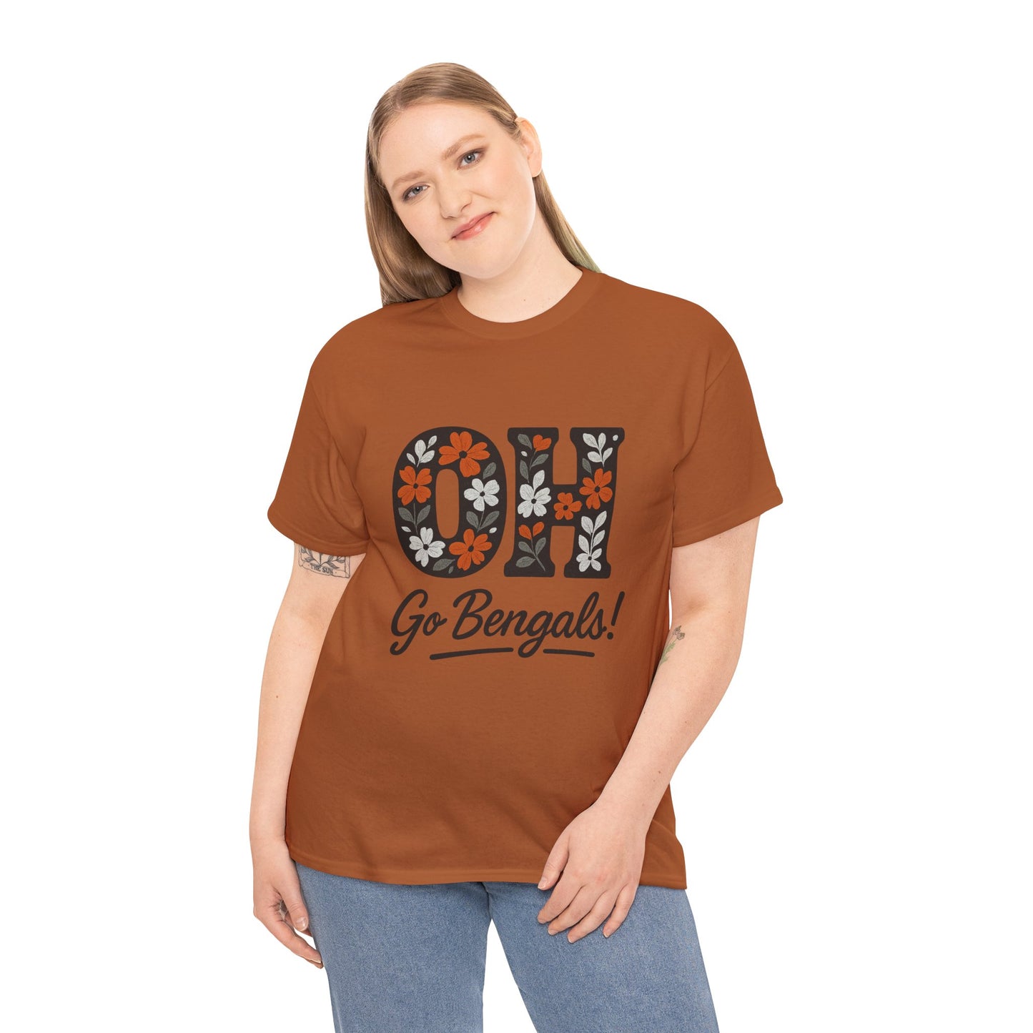 Bengals Floral Tee - Unisex Heavy Cotton